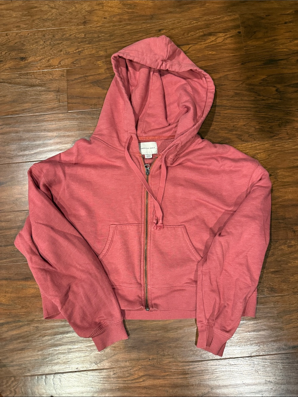 American Eagle Outfitters Pink Zip-Up Hooded Sweatshirt